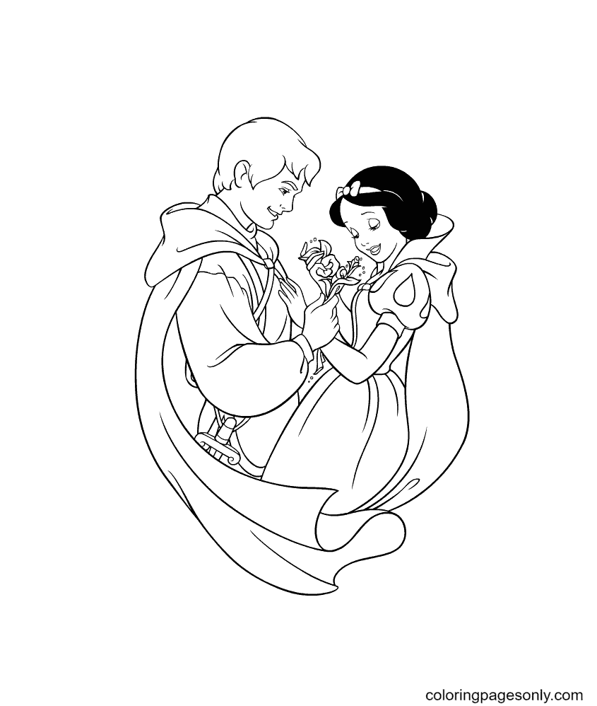 Princess Snow White and the Prince Coloring Page