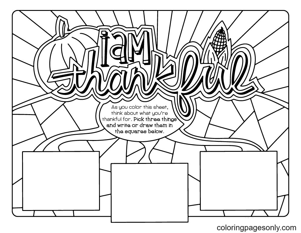 I Am Thankful For Coloring Pages Coloring Pages For Kids And Adults