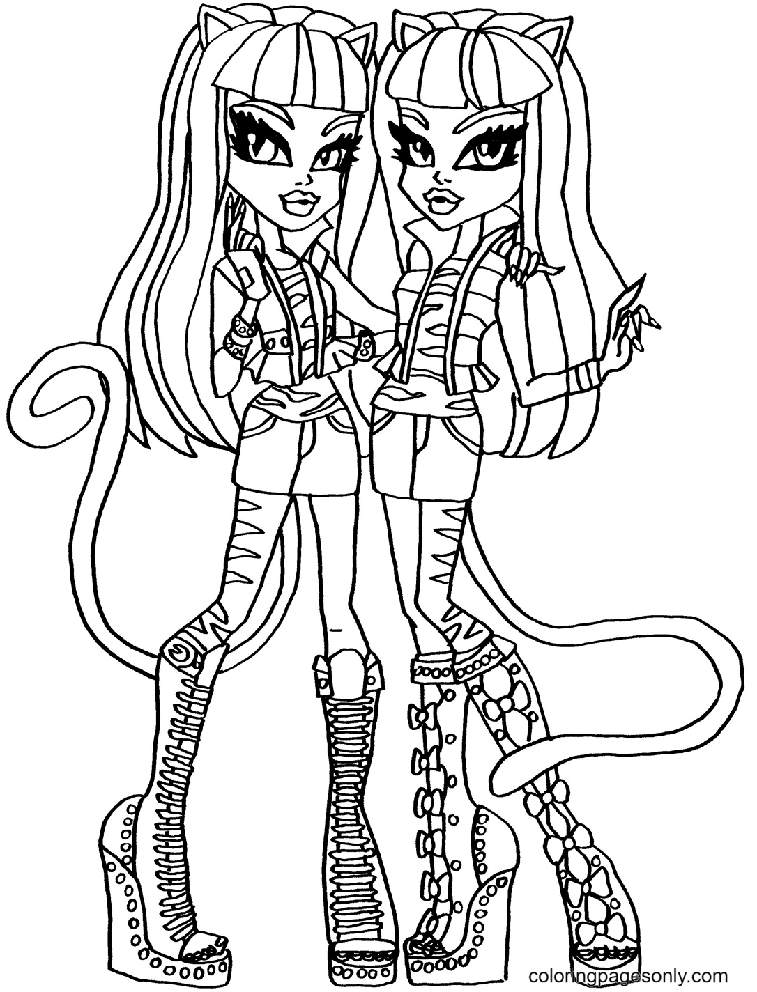 Purrsephone and Meowlody Coloring Page