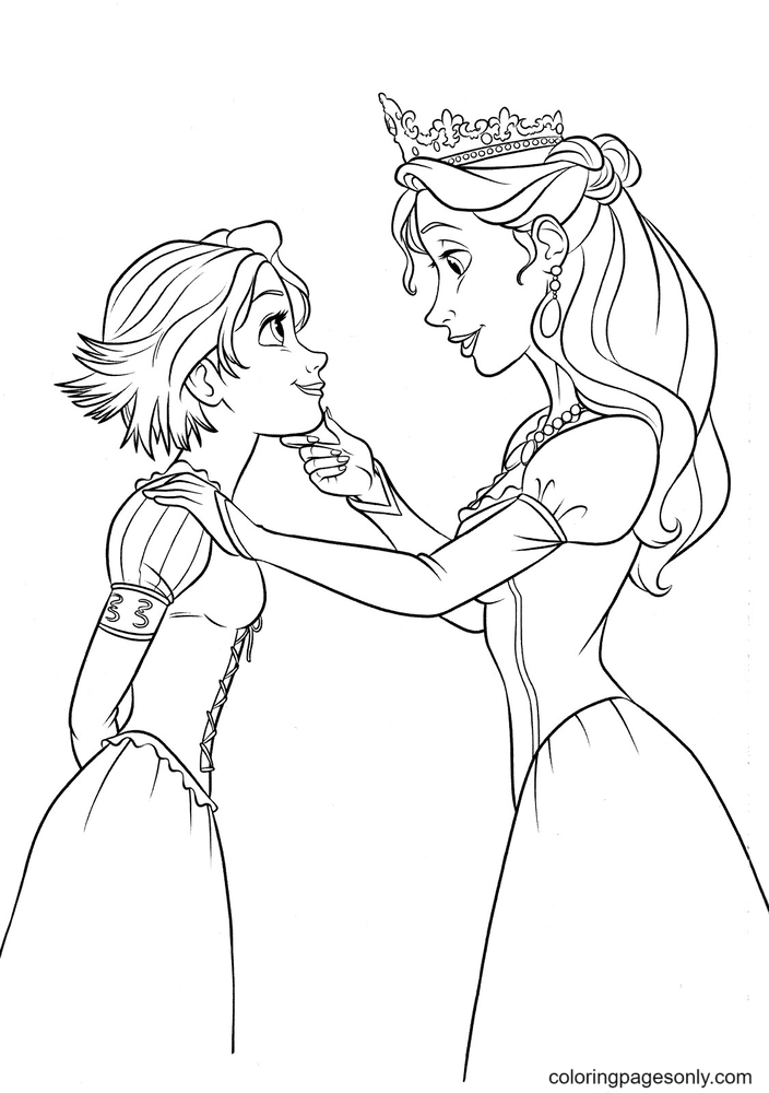 Queen Arianna and Rapunzel Coloring Page