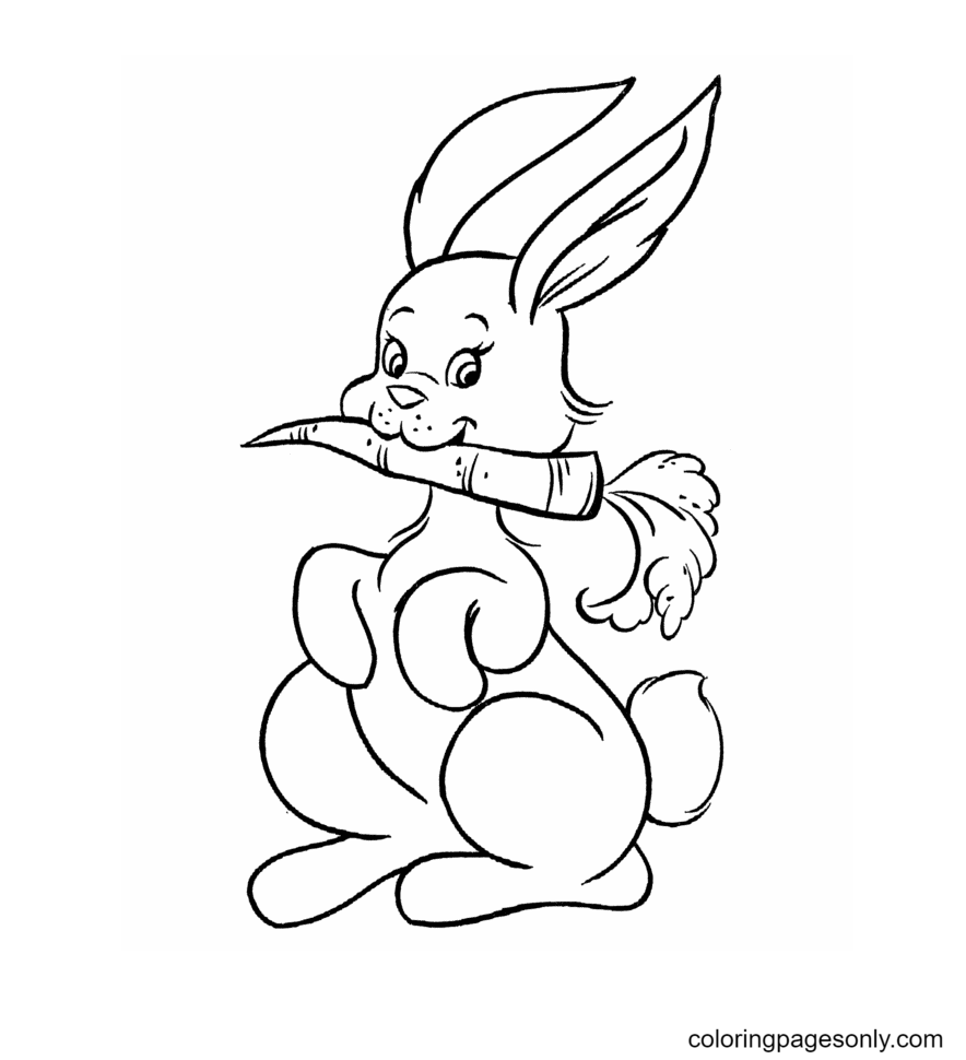 Desenho de desenho de cenoura para colorir de coelho