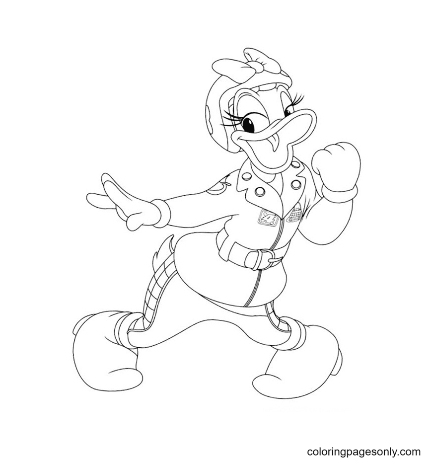 Racer Daisy Duck Coloring Page