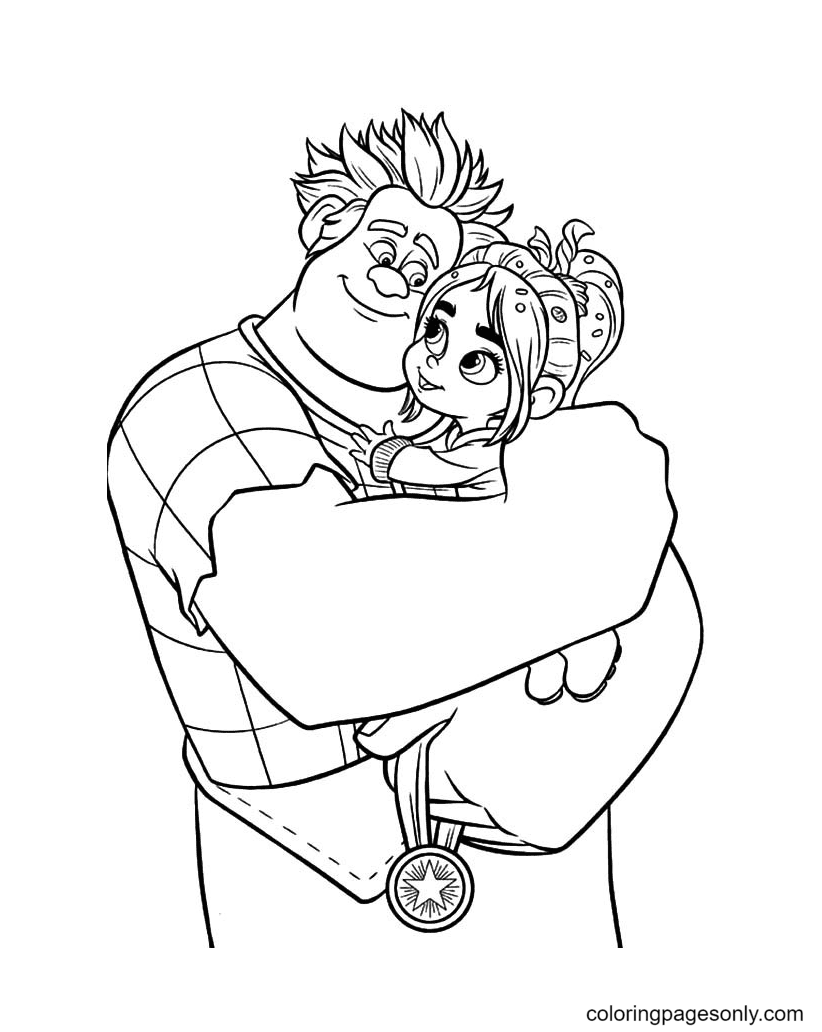 Ralph and Vanellope Are Friends Coloring Page