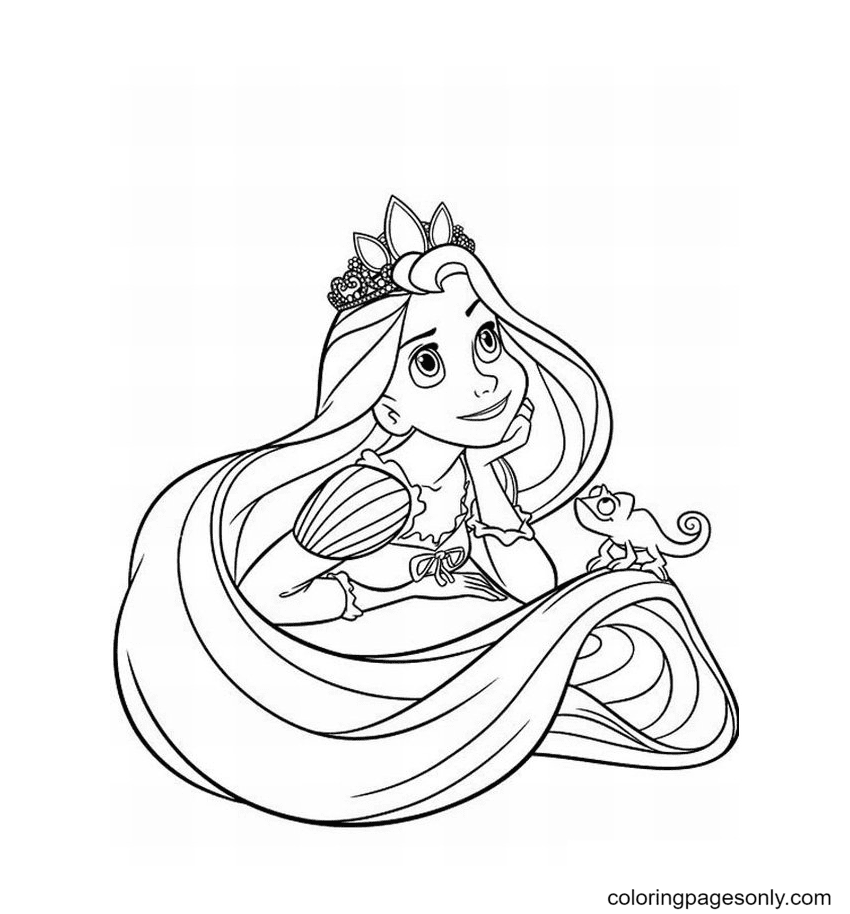 Rapunzel And Pascal Coloring Pages