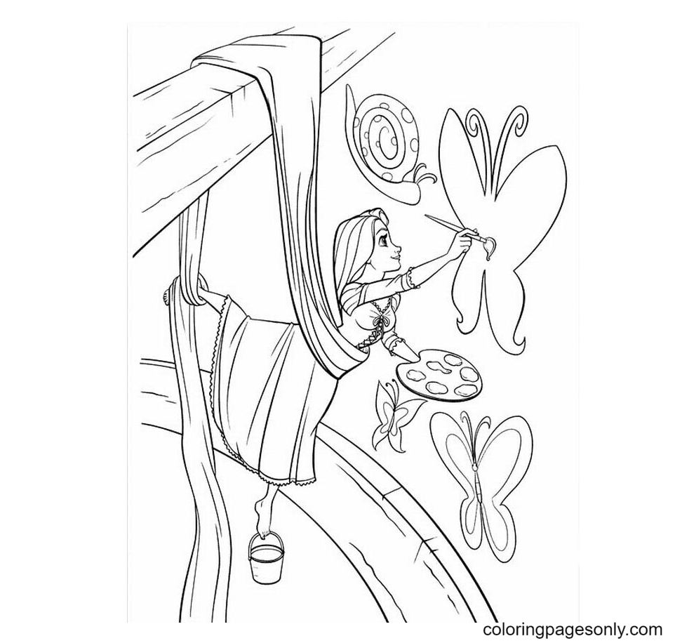 Rapunzel Painting Coloring Page