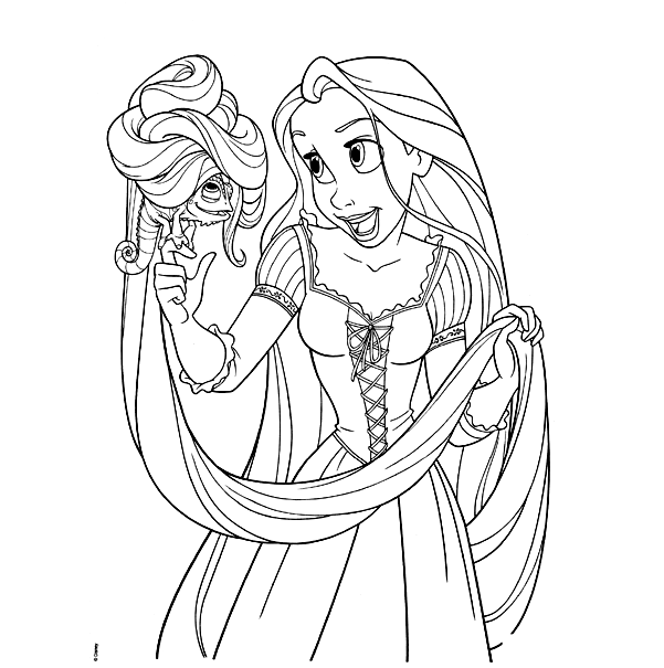 Rapunzel with Pascal Coloring Pages