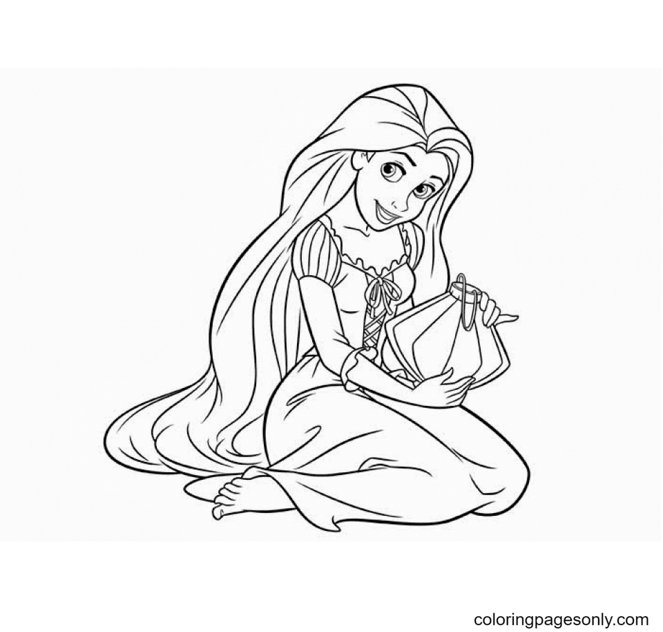 Desenho de Rapunzel e a lanterna para colorir