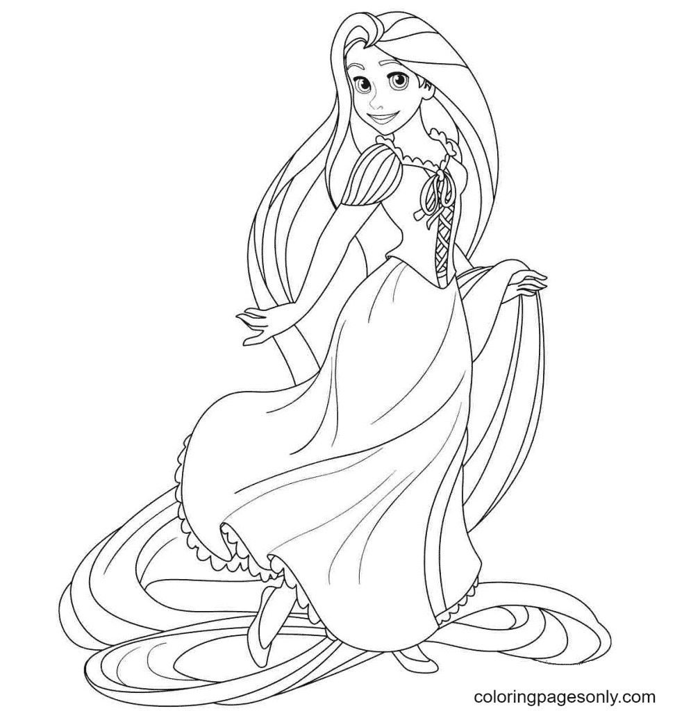 Rapunzel from Disney Tangled Coloring Page