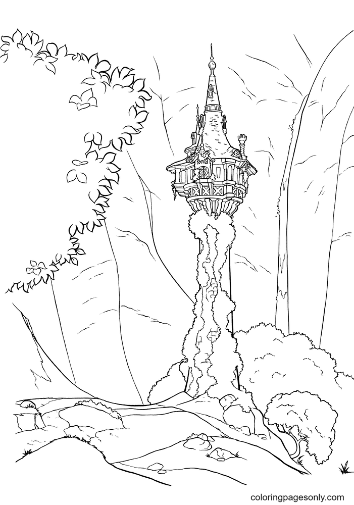 Rapunzel’s Tower Coloring Page