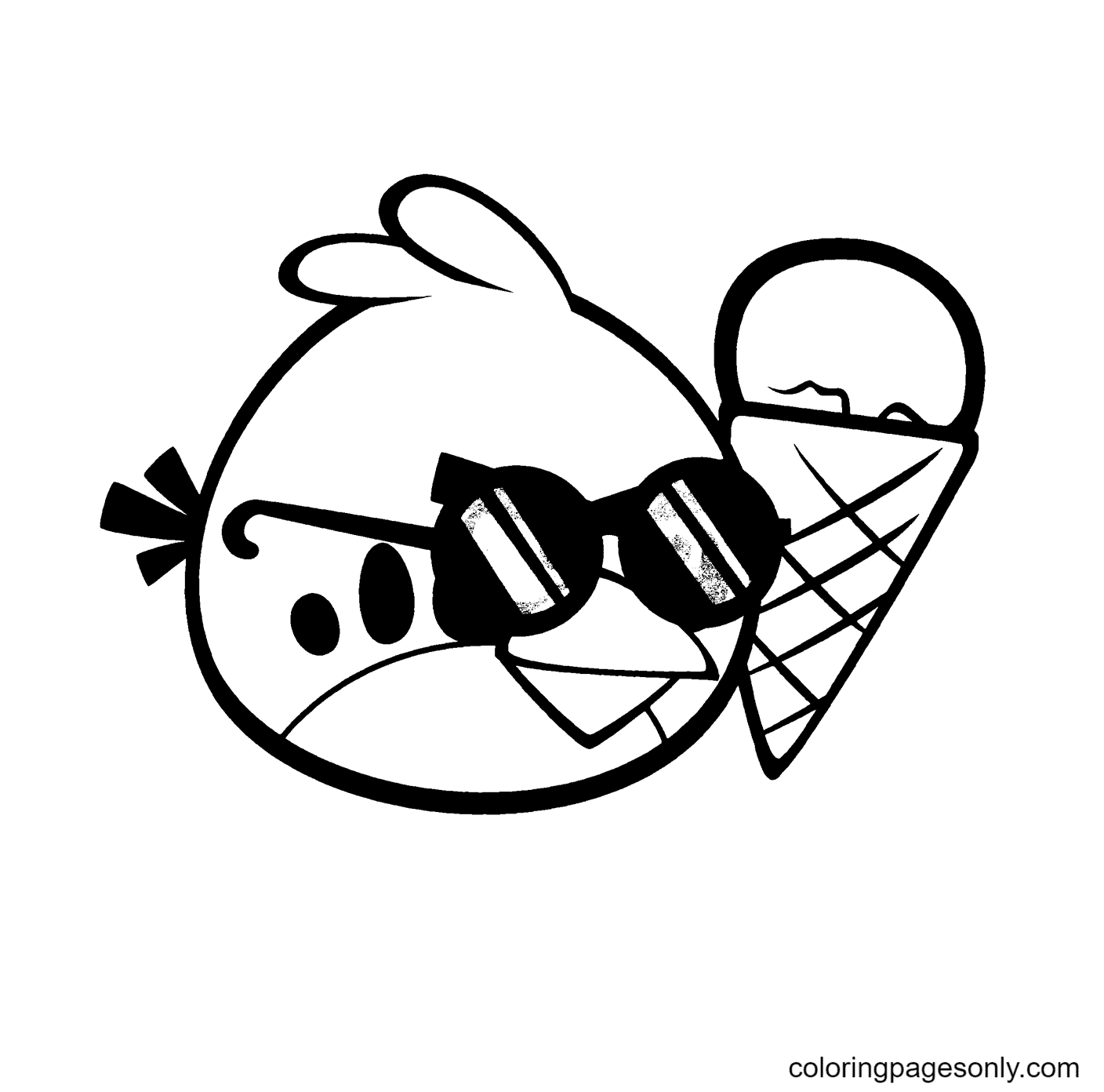 Red Bird with Ice Cream Coloring Page
