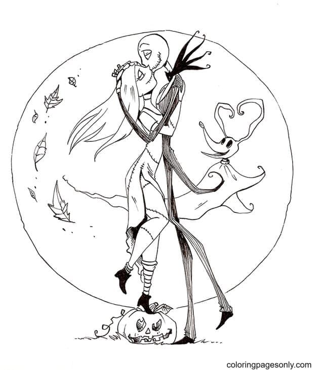 Jack And Sally Kissing Coloring Pages