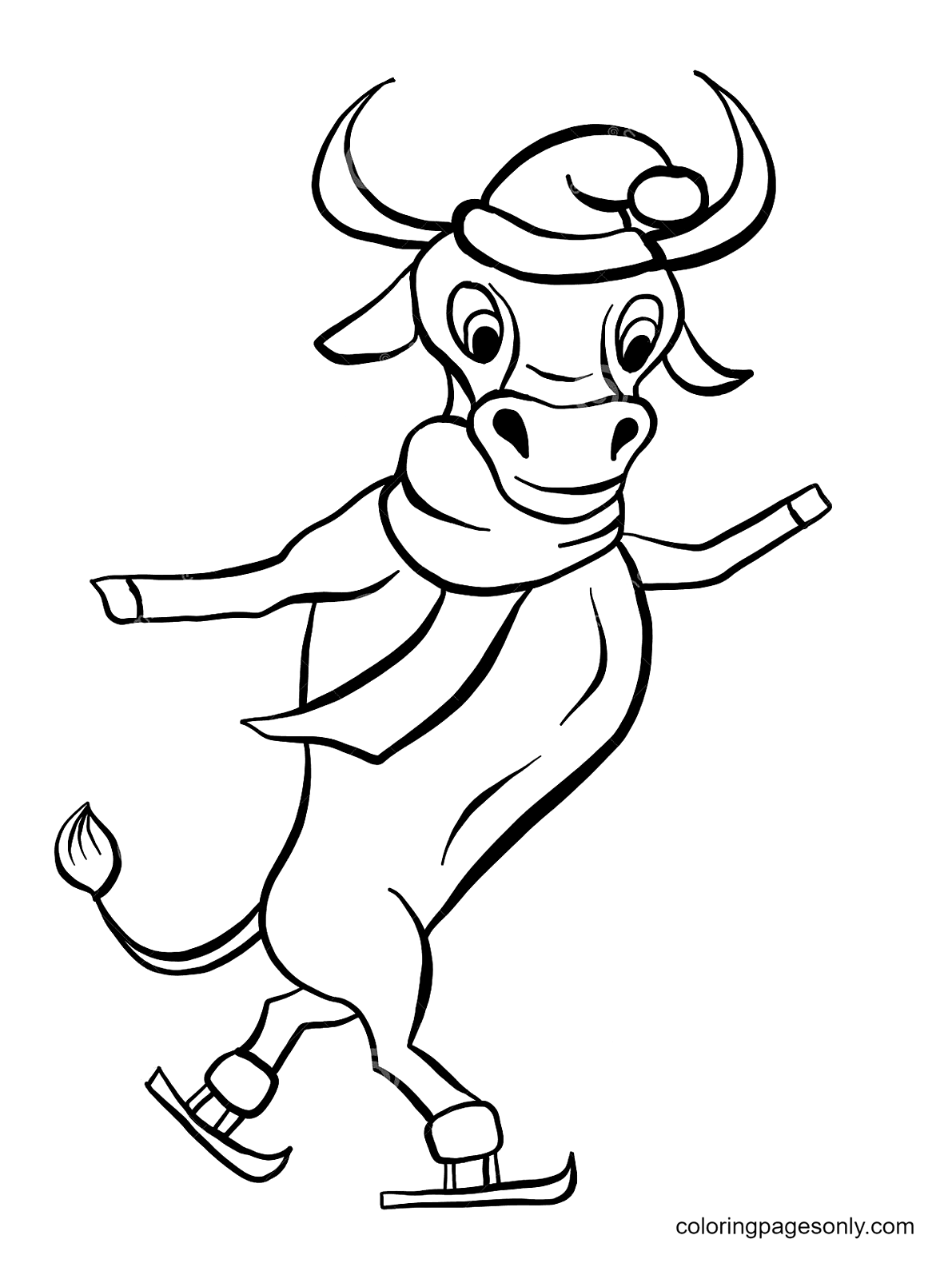 Skating Cow Coloring Pages