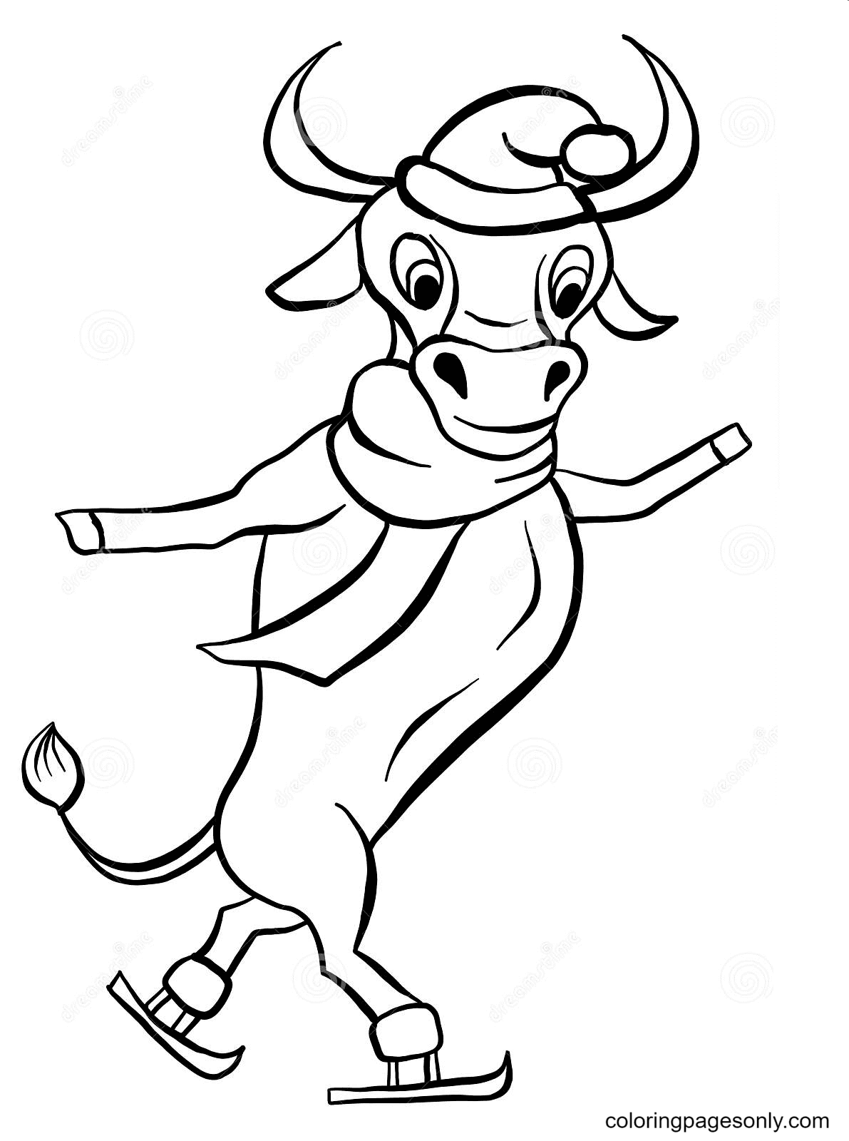 Skating Cow Coloring Page