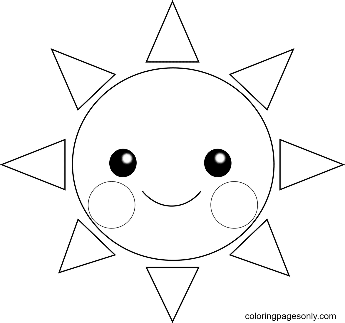 Smiling Sun Free Coloring Page