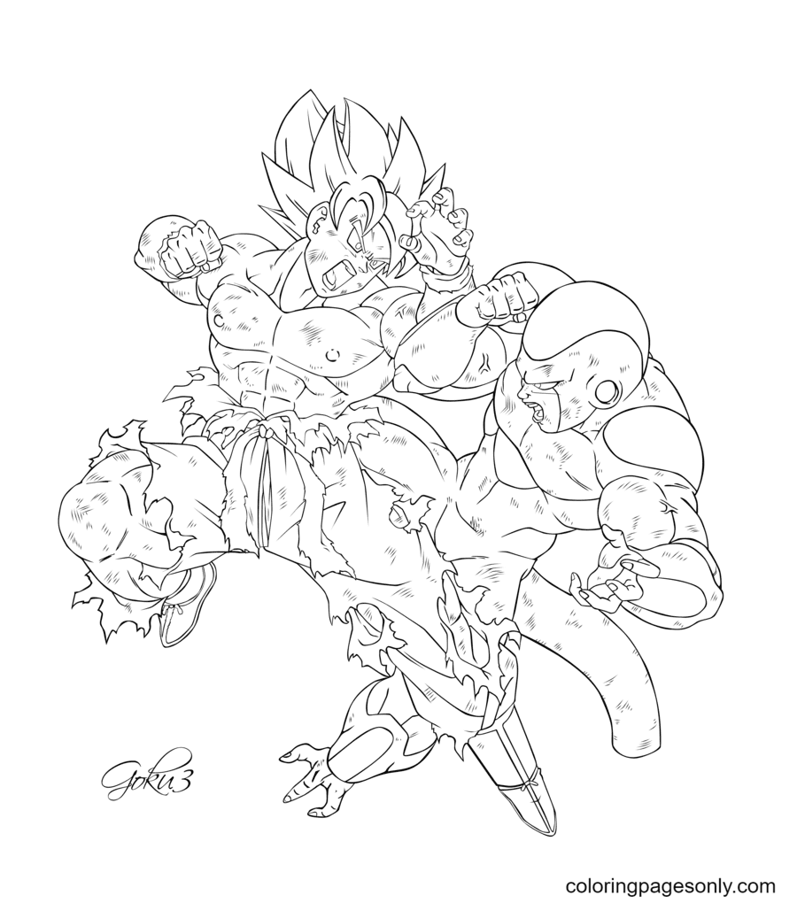 SonGoku and Freezer Coloring Pages