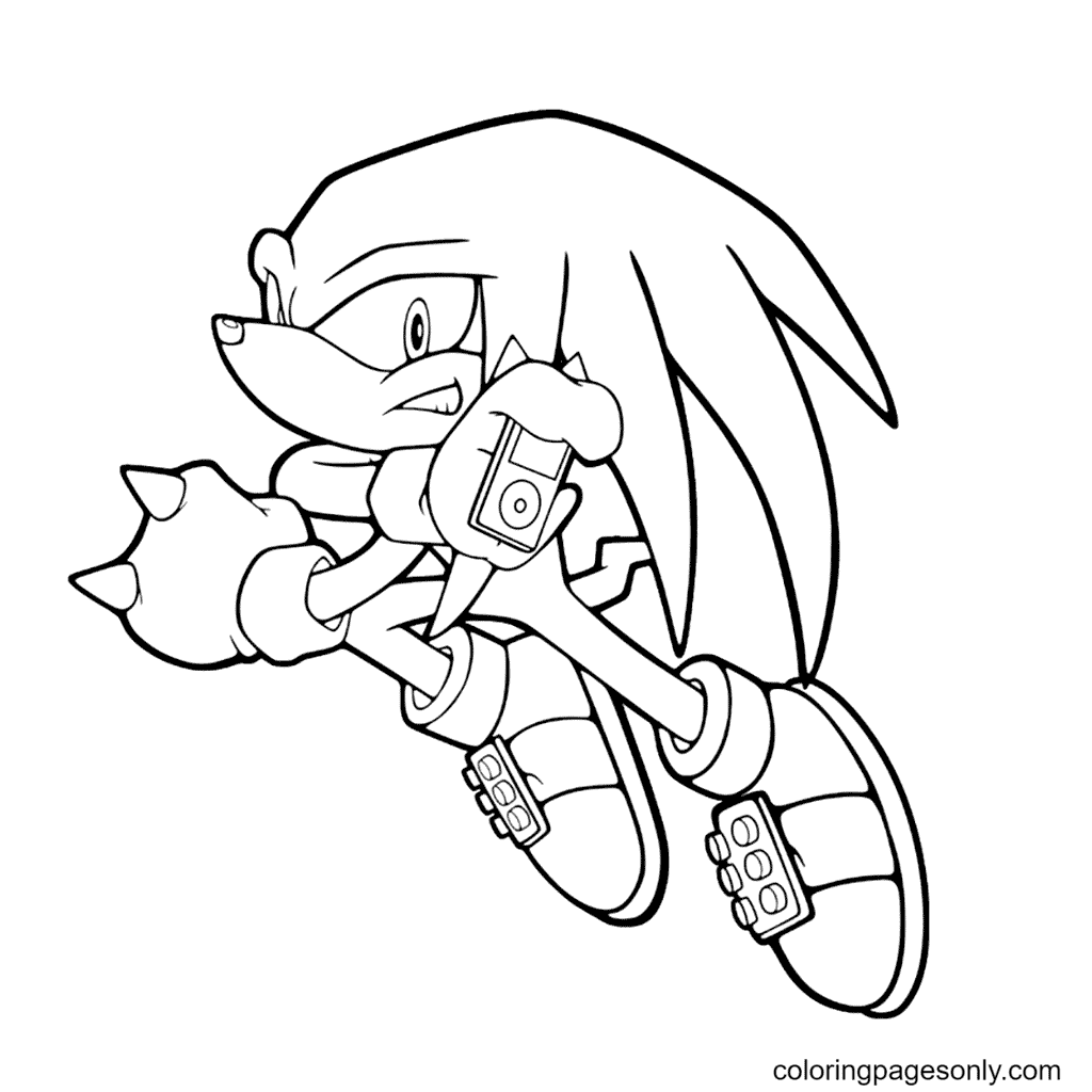 Página para colorir para imprimir grátis do Sonic Knuckles