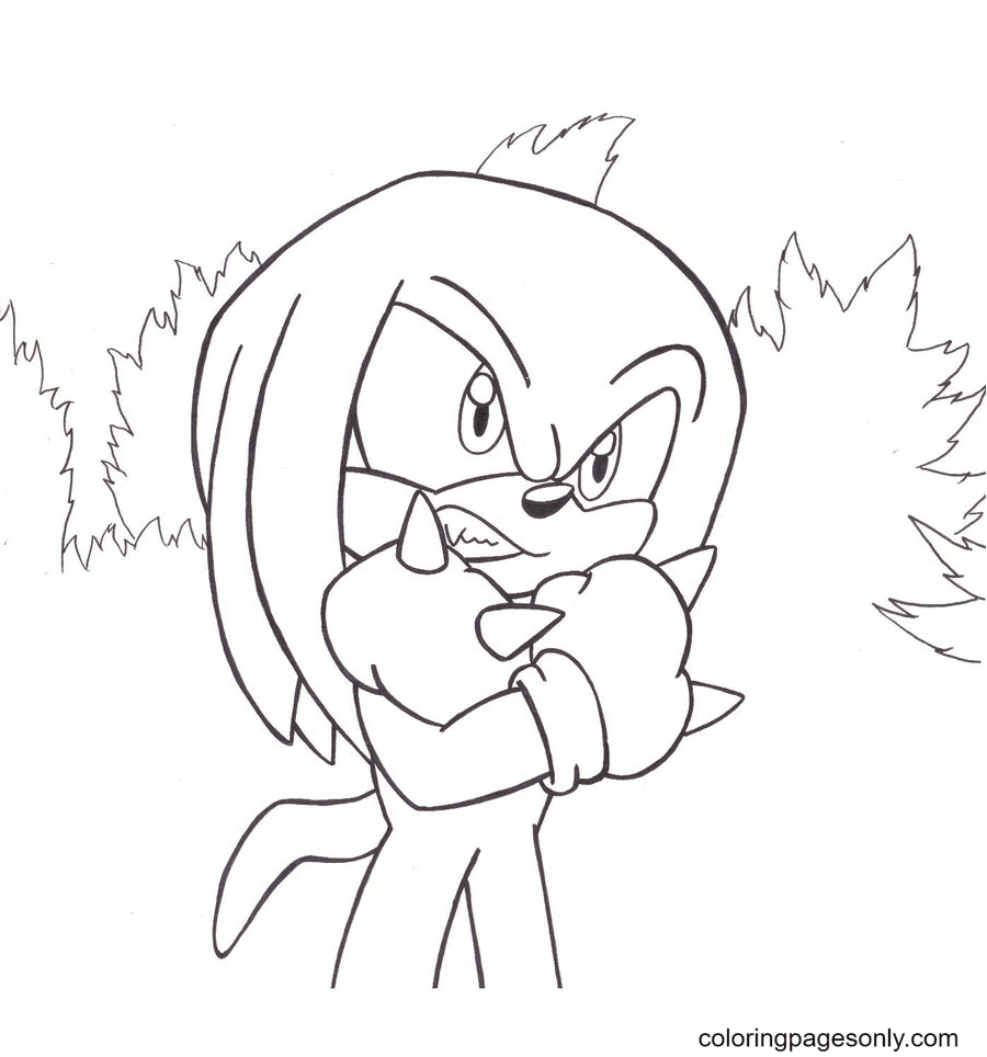 Sonic Knuckles Printable Coloring Page