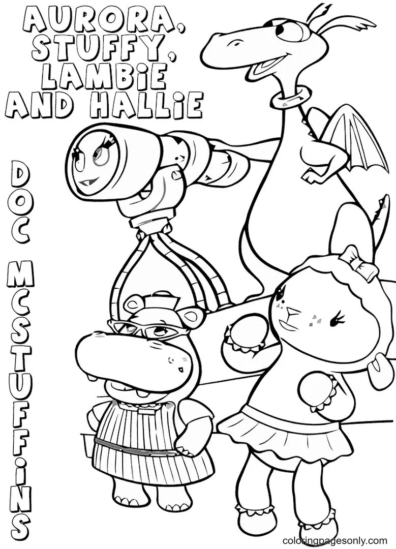 Stuffy, Hallie and Lambie Coloring Page