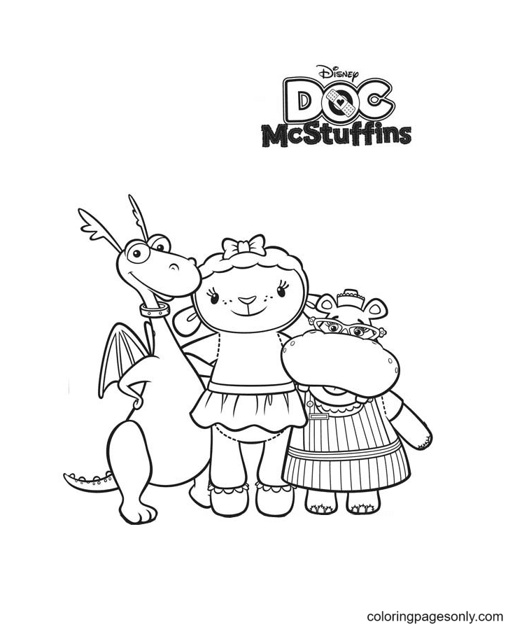 Stuffy, Lambie and Hallie Coloring Page