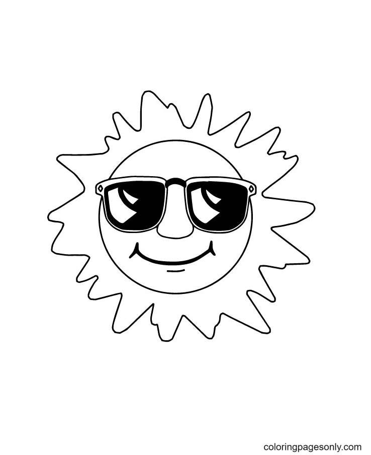 Sun with Sunglasses Coloring Page
