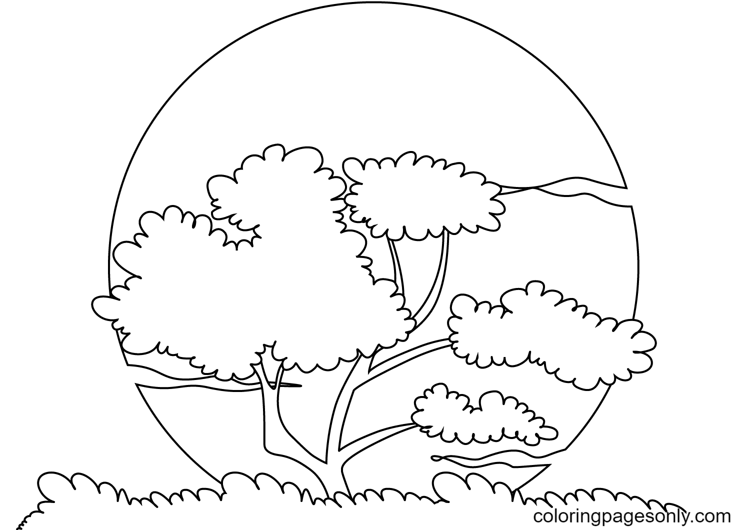 Sunset Sun Coloring Page