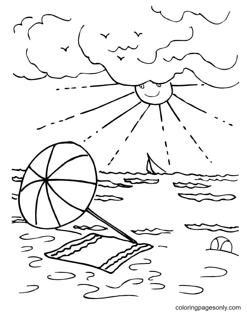 Sunset On The Sea Coloring Pages