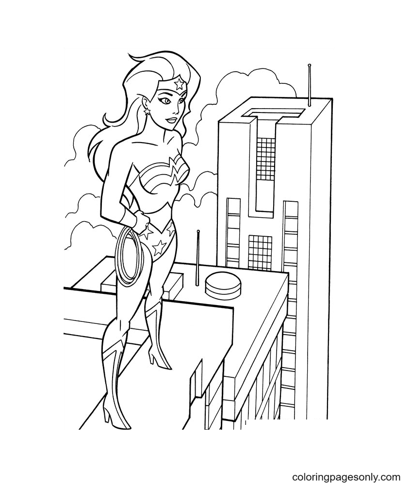 Super-herói Mulher Maravilha para colorir