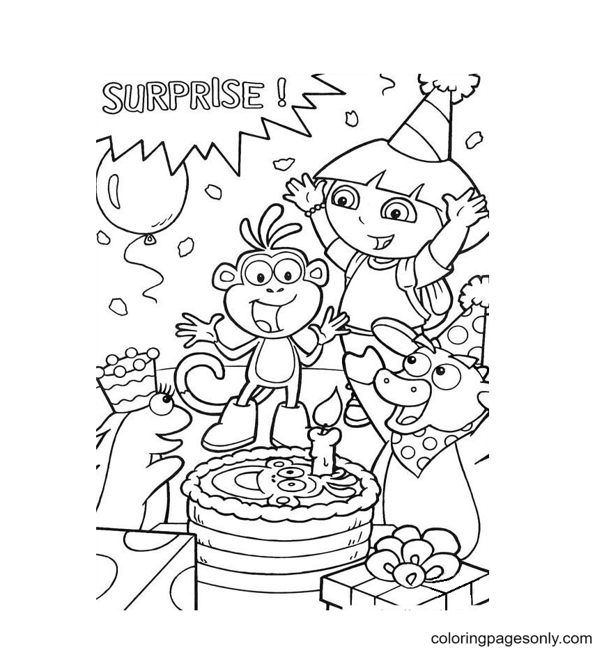 Surprise for Monkey Boots Coloring Page