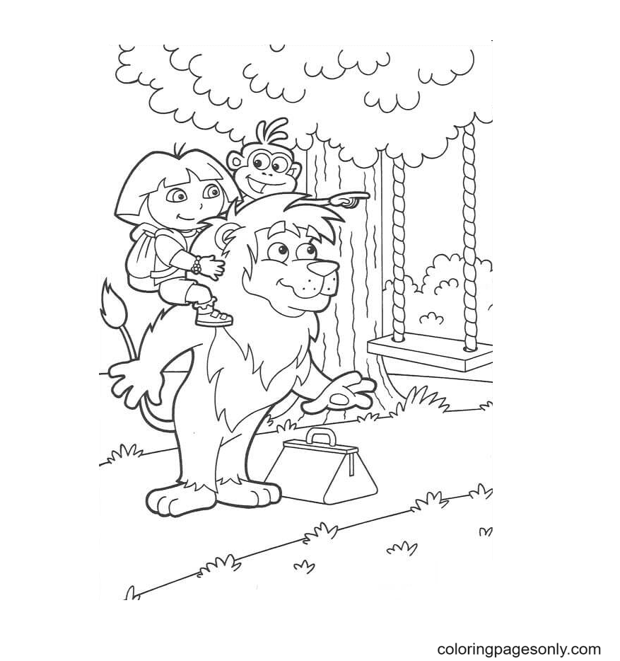 Swing in the woods Coloring Page