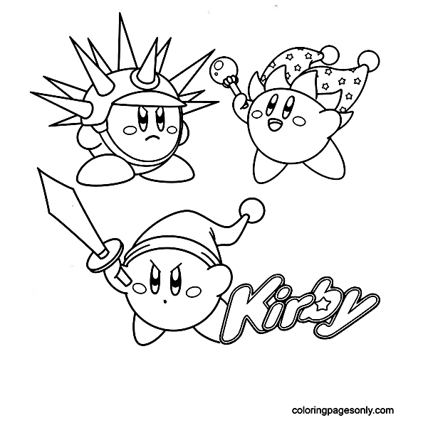 Sword Beam And Needle Kirby Coloring Pages