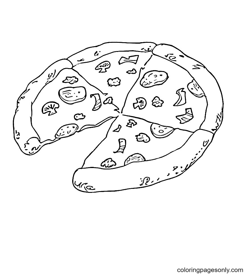 Пицца рисунок для детей раскраска
