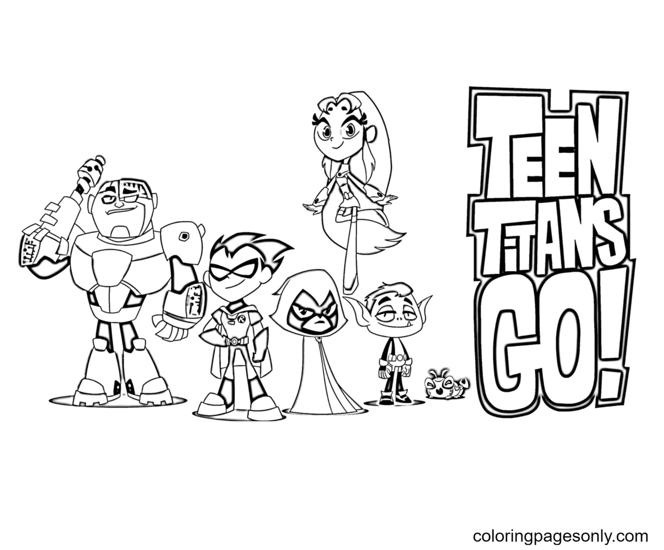 《少年泰坦 Go》卡通版可打印《少年泰坦 Go》