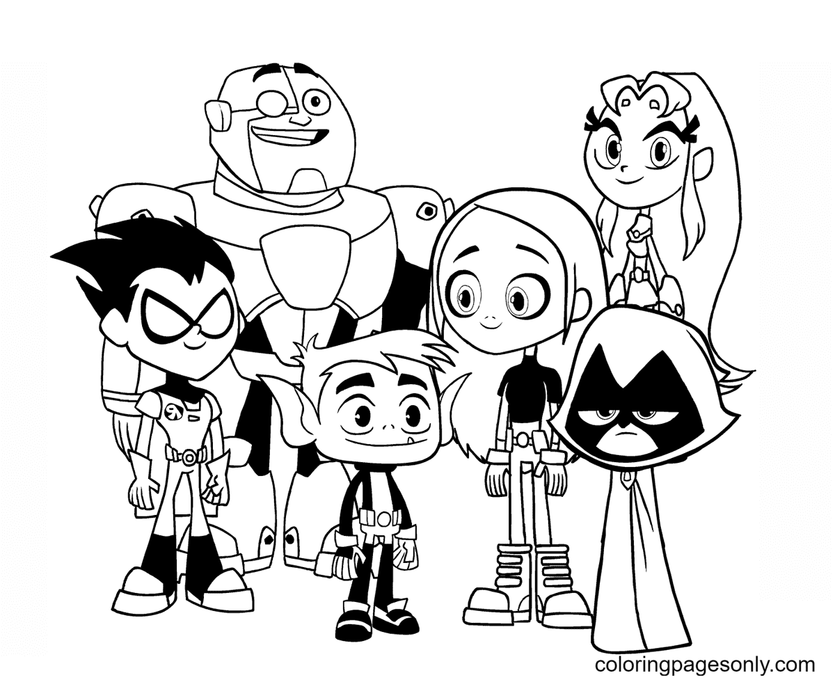 Teen Titans Go Characters Coloring Page