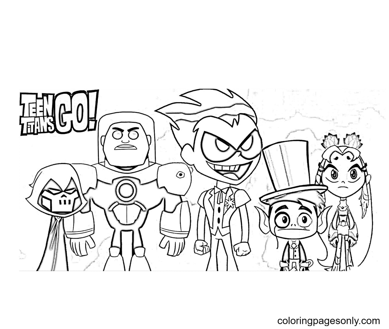 Teen Titans Go Halloween Coloring Page