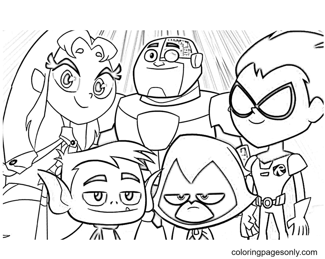 Teen Titans Go all characters Coloring Page