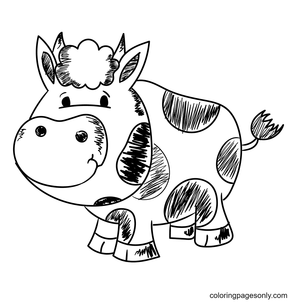 The Cow Icon Coloring Page