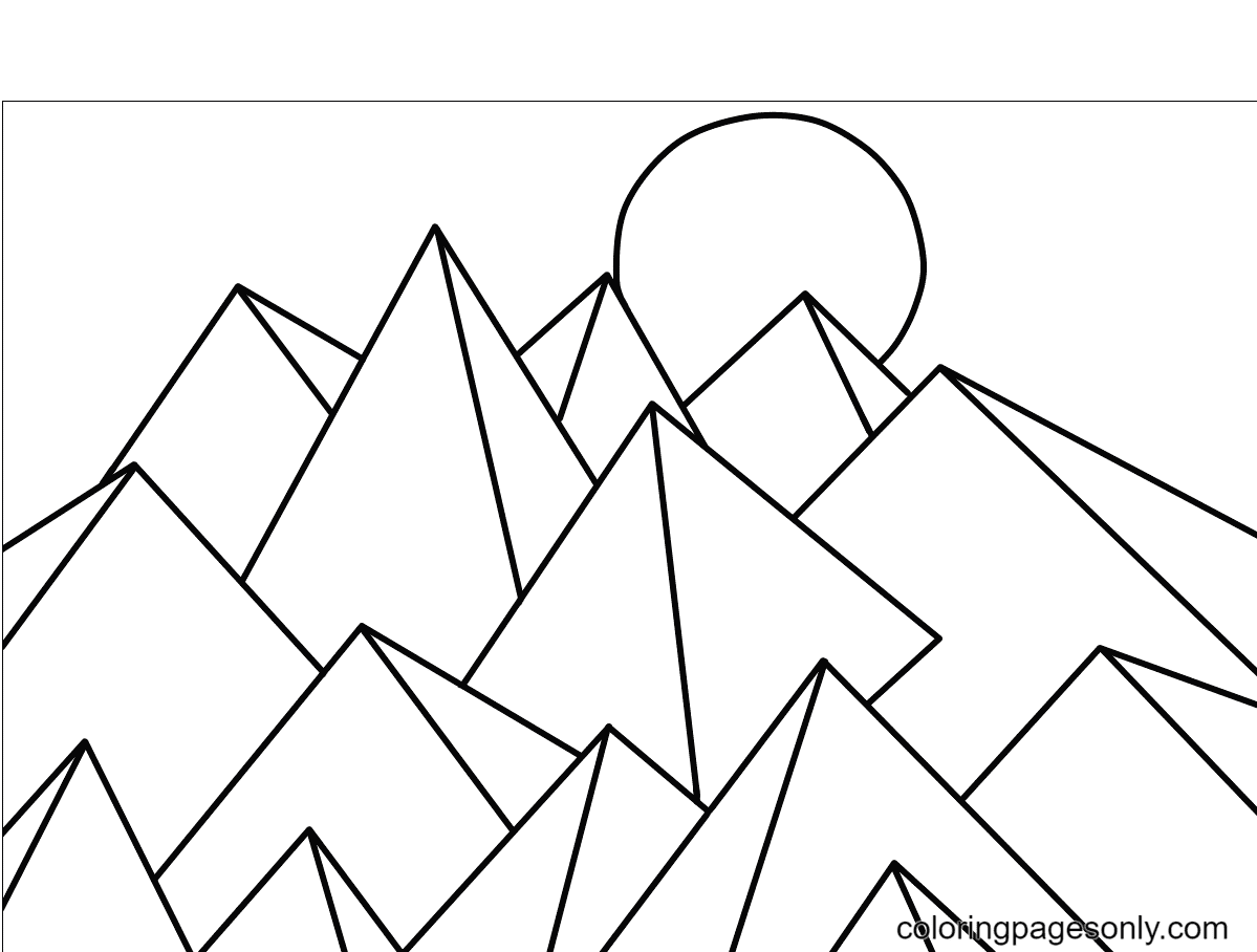 The Sun Behind The Mountains Coloring Page