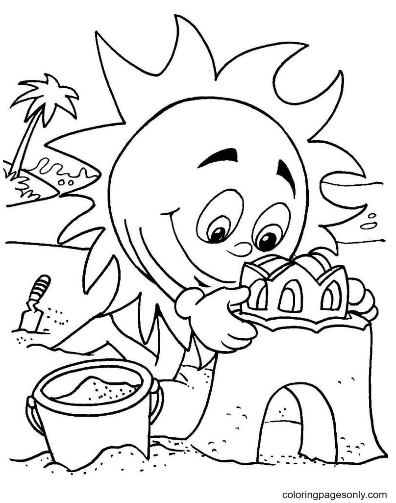The Sun Builds Sand Castles Coloring Page