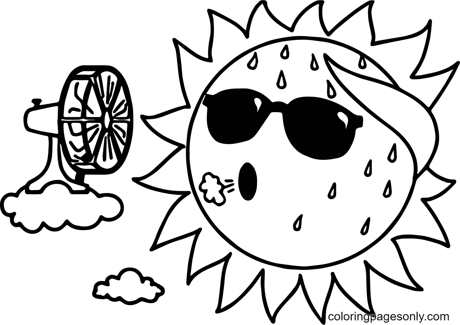 The Sun and the Fan Coloring Page