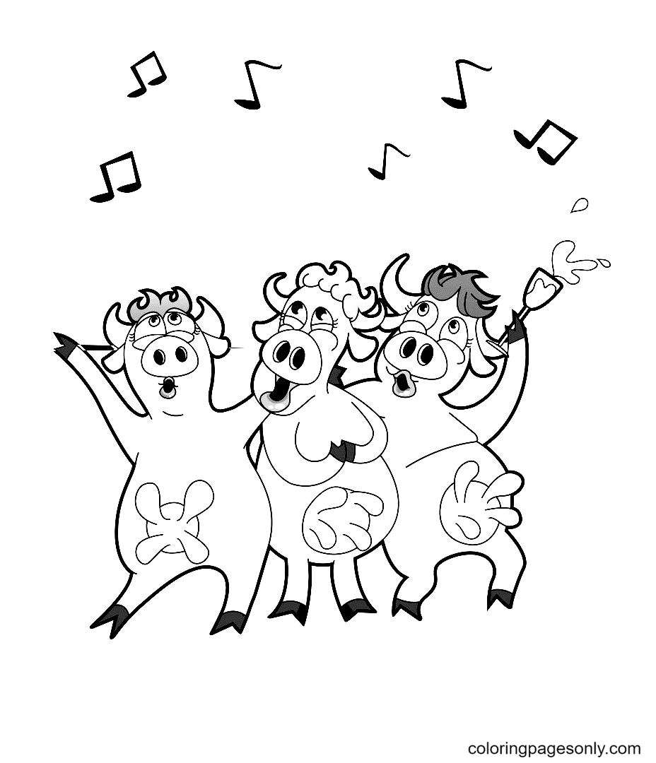 Three Cows Can Sing Coloring Pages