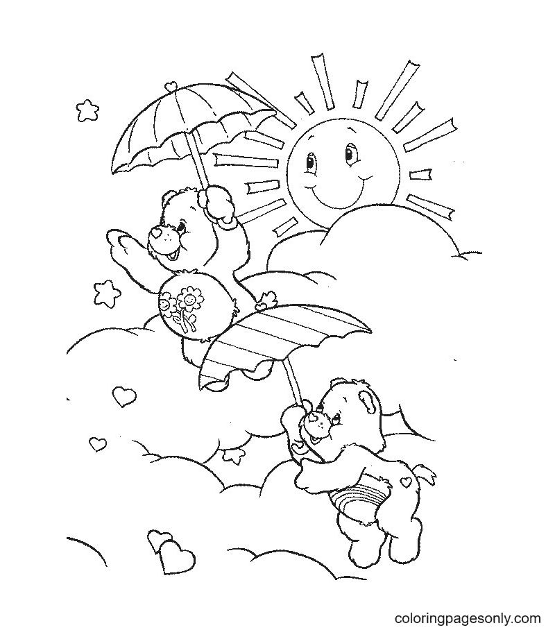 Two Bears And The Sun Coloring Page