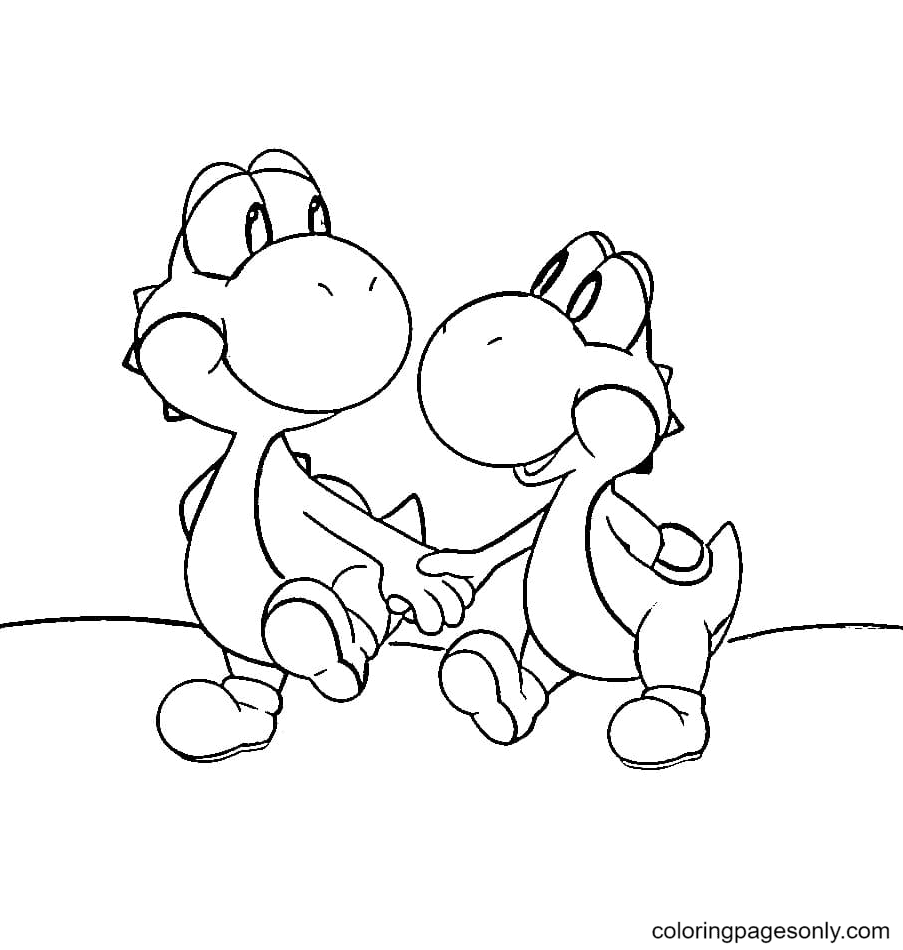 Two dinosaurs Yoshi Coloring Pages
