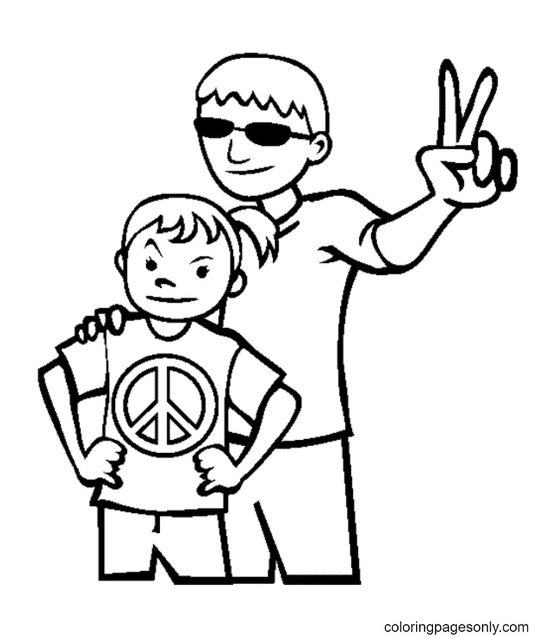 V Sign of Peace Coloring Page