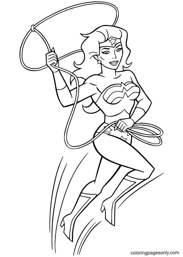 Wonder Woman with Lasso of Truth Coloring Page