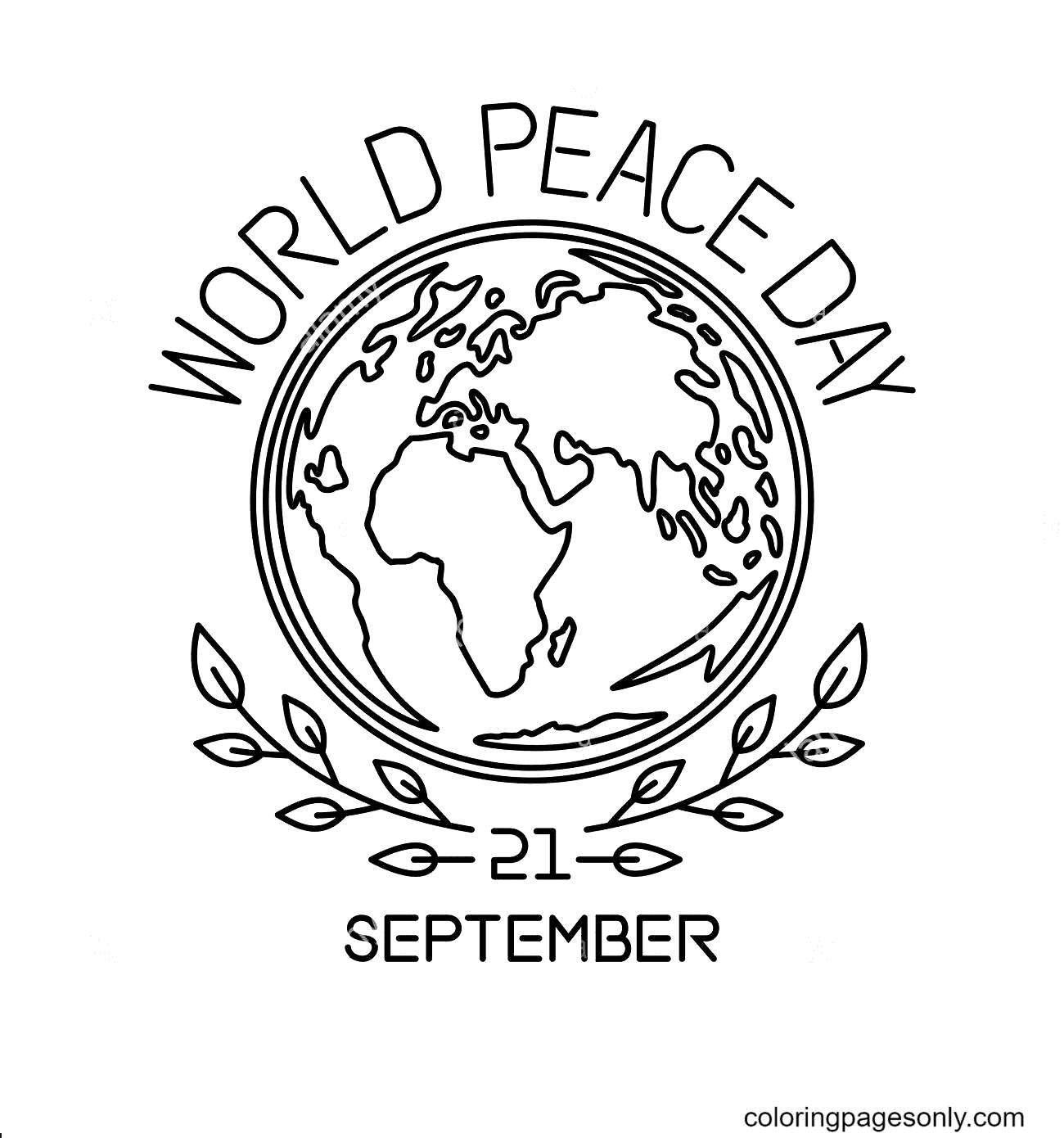 World Peace Day line logo Coloring Page