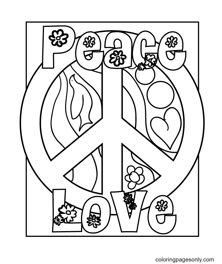 World Peace Love Coloring Page