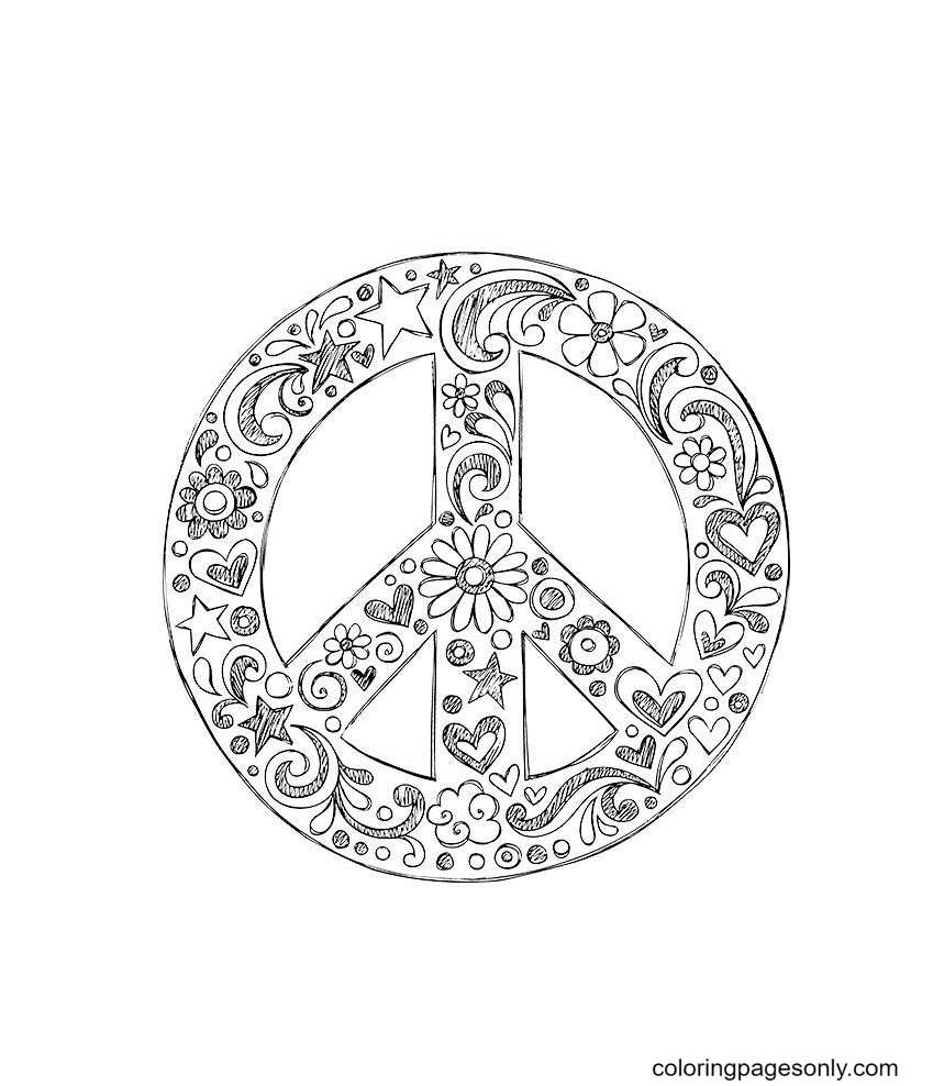 World Peace Sign Free Coloring Page
