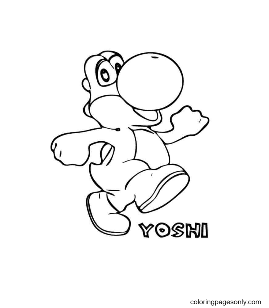Yoshi Super Mario Coloring Page