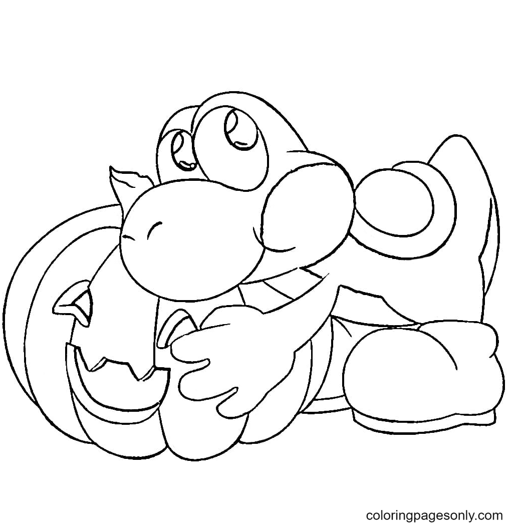 Yoshi prepares for Halloween Coloring Page