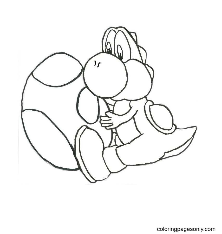 Yoshi with egg Coloring Page